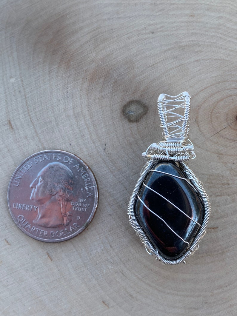 hematite necklace hematite wire wrap mens hematite hematite pendant mens wire wrap wire wrapped hematite Hematite wire wrapped pendant