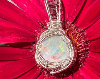 Ethiopian welo opal wire wrap pendant, wire wrapped opal, Ethiopian opal wire wrap, Ethiopian opal necklace, real gemstone necklace, gift