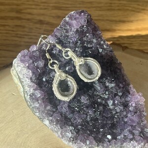 Tabasco geode earrings, wire wrapped earrings, raw crystal earrings, wire wrapped geode, crystal statement earrings, artisan earrings, heady