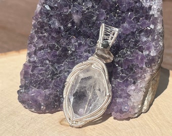 Raw quartz point wire wrapped pendant, wire wrapped quartz, real crystal necklace, gifts for her, natural stone jewelry, quartz wire wrap