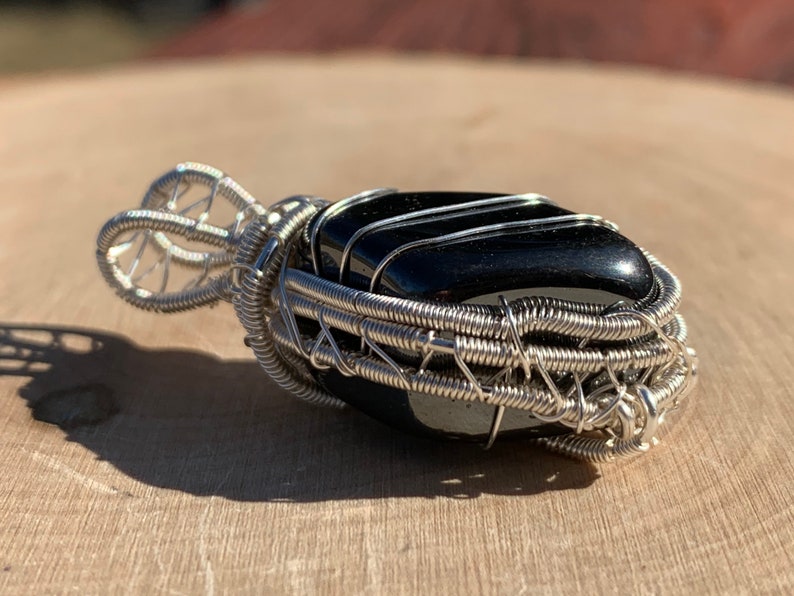 hematite necklace hematite wire wrap mens hematite hematite pendant mens wire wrap wire wrapped hematite Hematite wire wrapped pendant