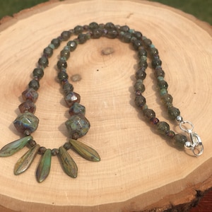 SALE Czech glass bead statement necklace, colorful bead necklace, czech glass bead necklace, earthy boho necklace, bohemian beaded necklace