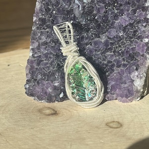 Bismuth wire wrap pendant, wire wrapped bismuth, bismuth pendant, bismuth necklace, bismuth jewelry, raw crystal jewelry, heady wire wrap