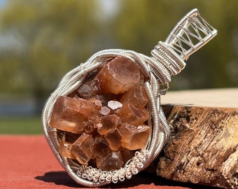 Aragonite wire wrapped pendant, wire wrapped aragonite, aragonite wire wrap, raw aragonite necklace, aragonite pendant, aragonite jewelry
