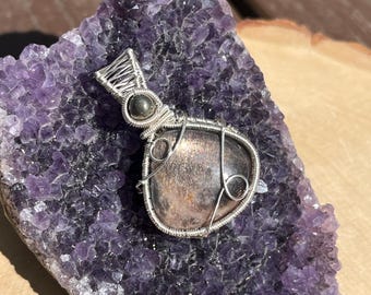 Andalusite Wire Wrapped Pendant: Chiastolite Gemstone Necklace