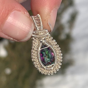 Mystischer Topas Wire Wrapped Anhänger, Mystic Topas Wire Wrap, Mystic Topas Halskette, Mystic Topas Schmuck, Topas Wire Wrap, Draht gewickelter Topas