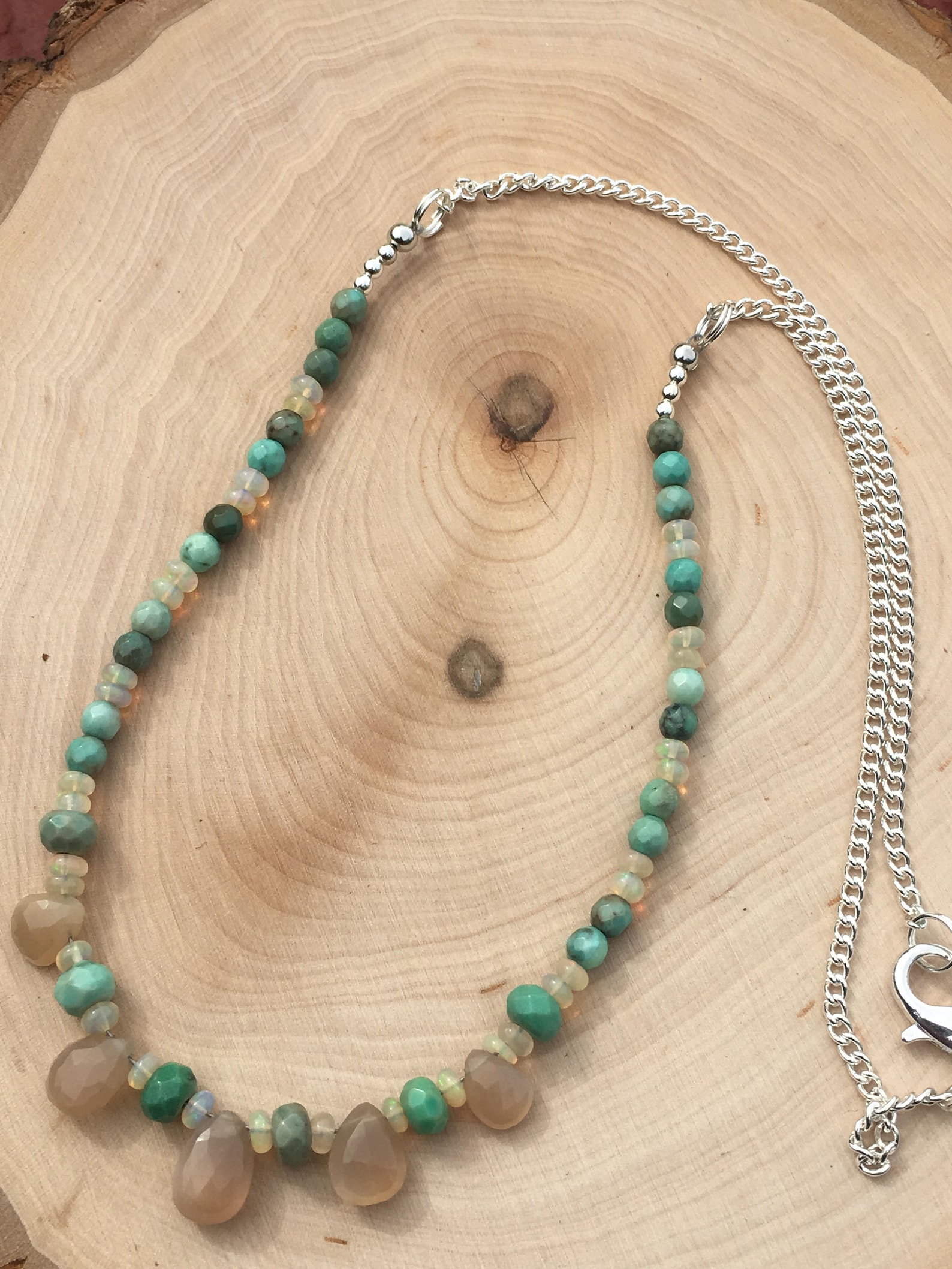 Chrysoprase Ethiopian Opal and Moonstone Beaded Necklace - Etsy