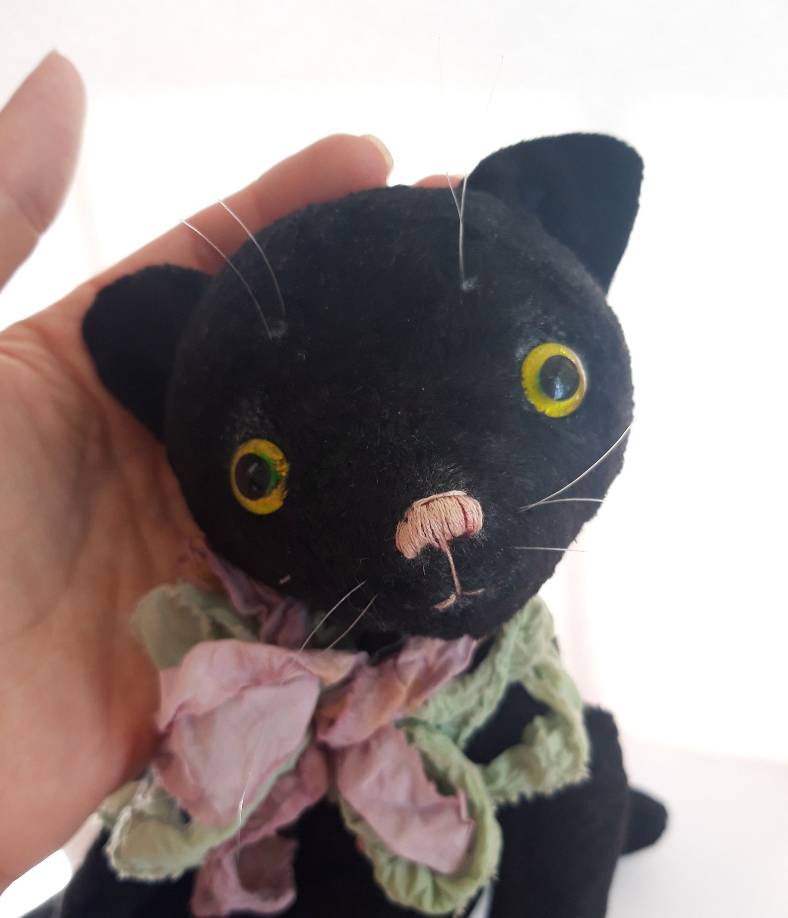 Artist Teddy Black Cat Stuffed Animal Cat Doll OOAK Teddy Cat Etsy
