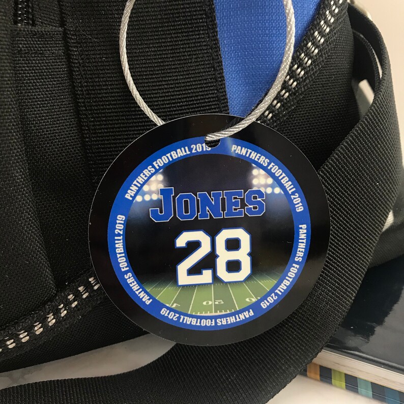 Football Bag Tag Field and Lights Aluminum Bag Tag Football Etsy