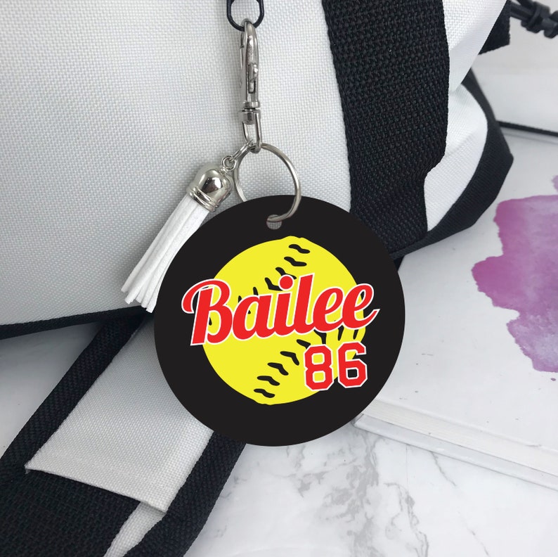 Softball Bag Tag Two Sided Aluminum Bag Tag Softball Gifts Etsy