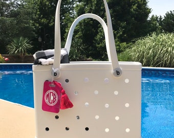 Watercolor Bag Tag, Personalized with Your Monogram or Name, Pick Your Color