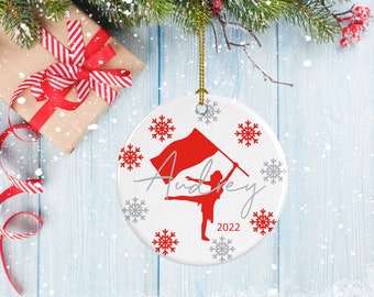 Color Guard Ornament, Porcelain Ornament, ColorGuard Design, Gifts for Majorettes and Drill Team