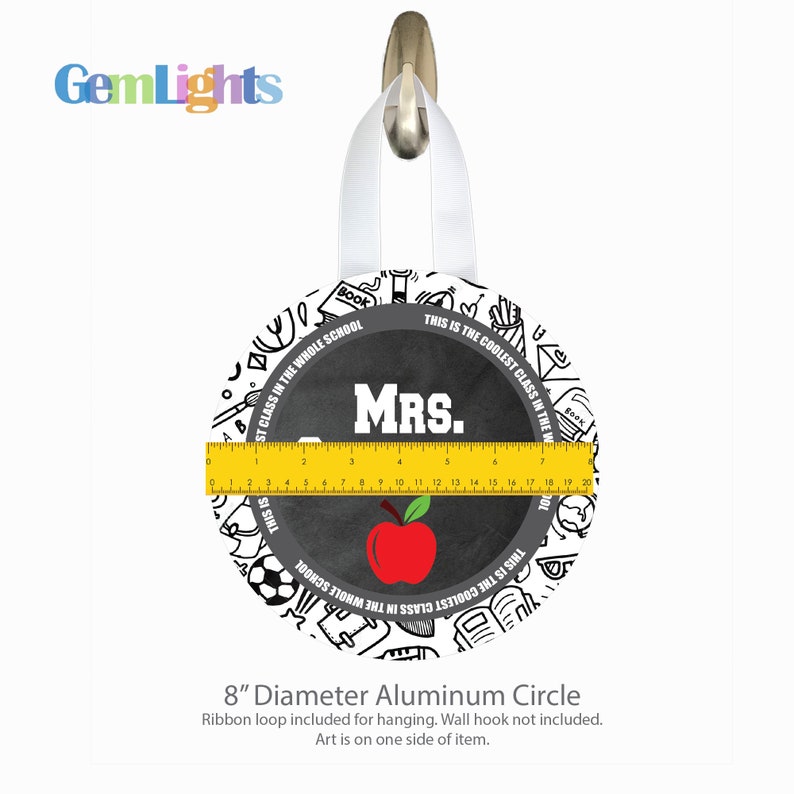Personalized Teacher Door Sign: Doodles, Monogrammed Aluminum Circle - Etsy