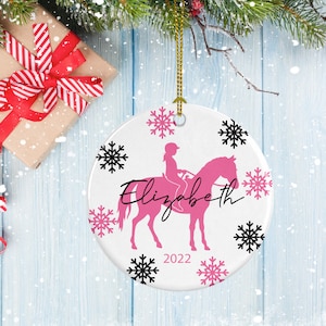 Equestrian Ornament, Porcelain Ornament, Young Girl on Horse Design, Gifts for Horse Lovers