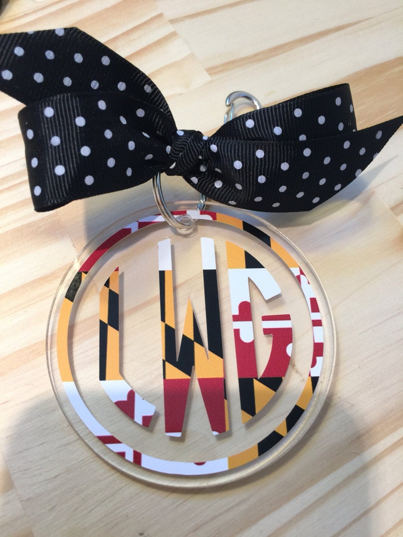 Maryland flag monogram bag tag personalized monogrammed Etsy