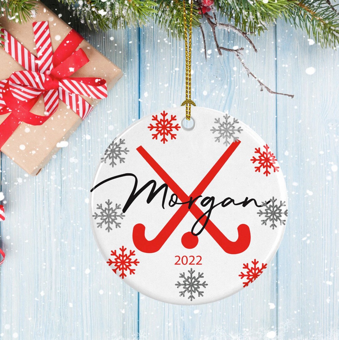 Field Hockey Ornament, Porcelain Ornament, Field Hockey Sticks Design