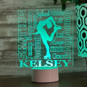 Personalized Figure Skater LED Night Light: Custom Engraved Gift