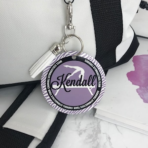 Personalized Gymnastics Bag Tag: Gymnast on Beam, Aluminum