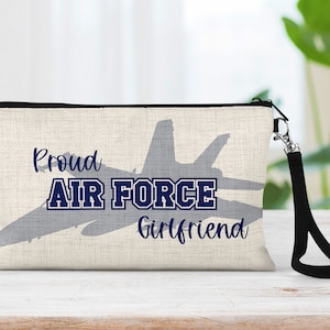 Air Force Stars Makeup Bag, Personalized, Natural Linen, Tech Accessory Bag, Art or Journaling Pouch, Original Design by GemLights