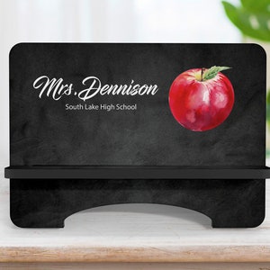 Personalized Teacher Phone Stand: Apple Chalkboard Design