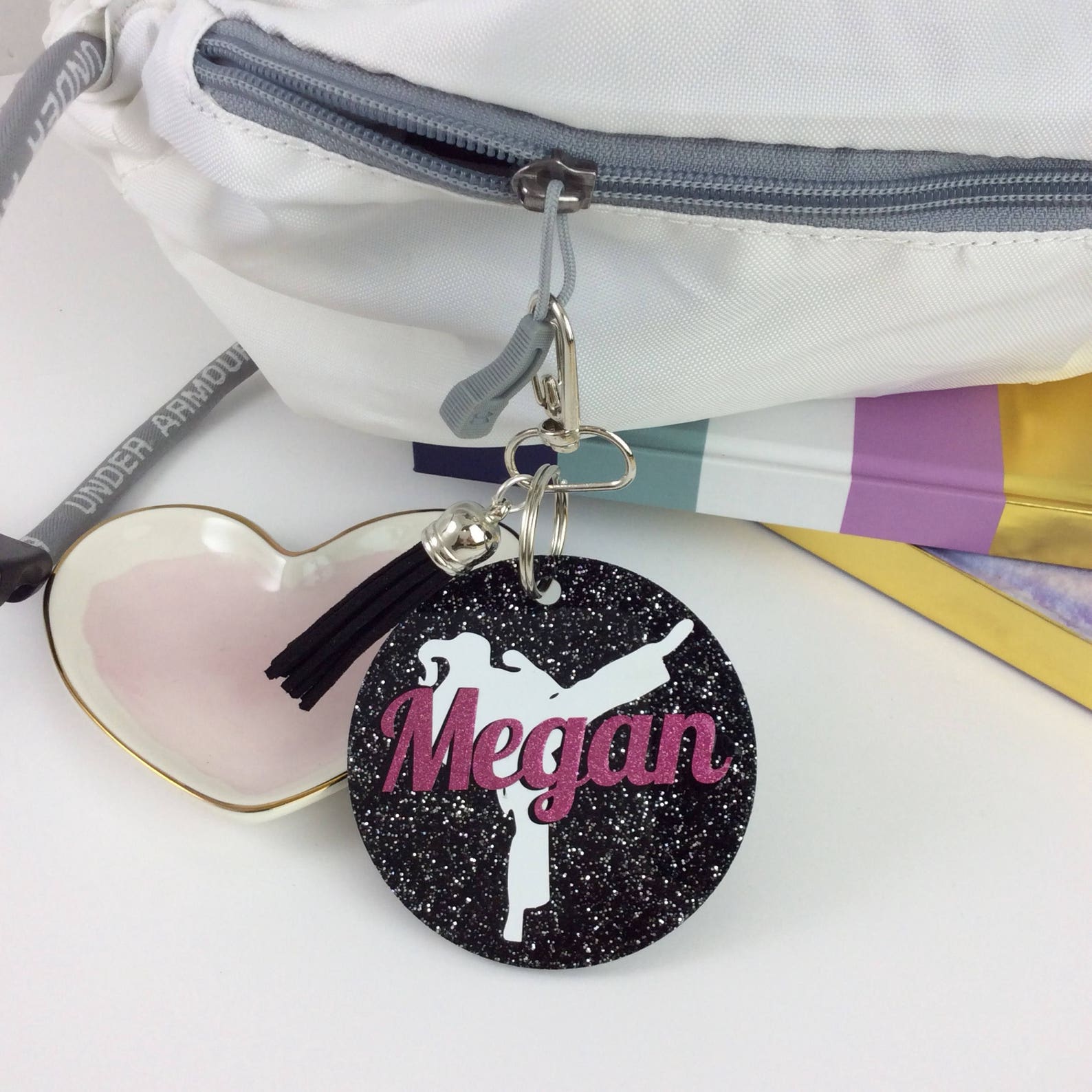 Karate Girl Gift Glitter Bag Tag Personalized Bag Tag Etsy