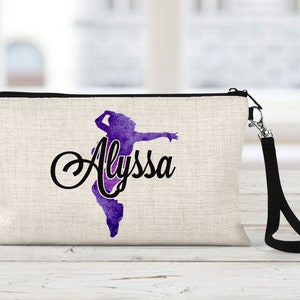Personalized Hip Hop Dancer Linen Makeup Bag - custom colors
