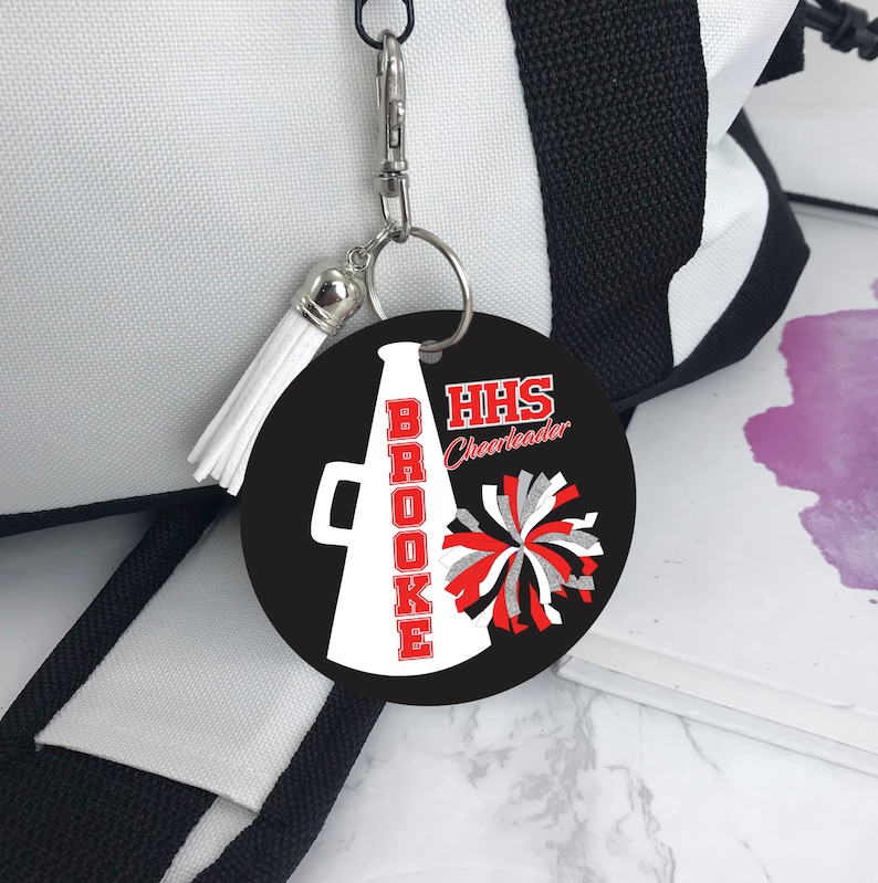 Cheerleader Megaphone and Pom Bag Tag Aluminum Bag Tag Etsy