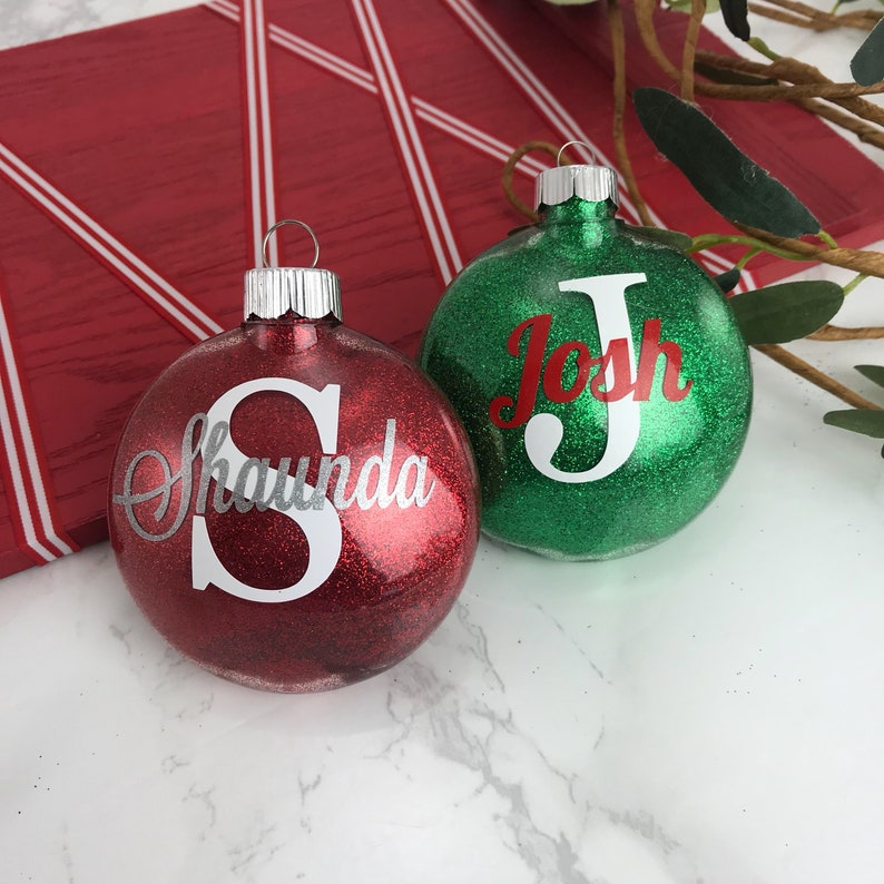Personalized Glitter Ornaments Etsy