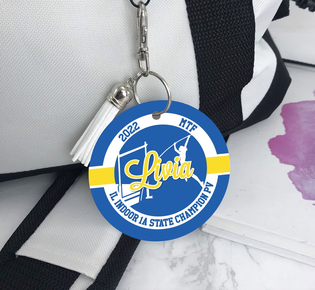Pole Vault Tag, Aluminum Bag Tag, Track and Field Gifts, Womens Pole