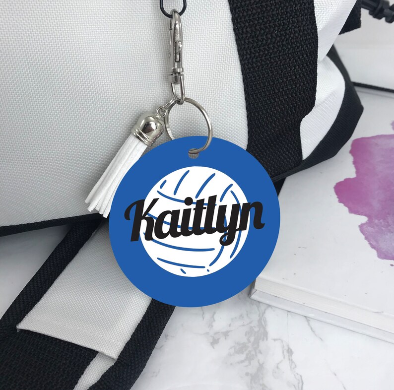Volleyball Bag Tag Aluminum Decorated Both Sides Volleyball Etsy