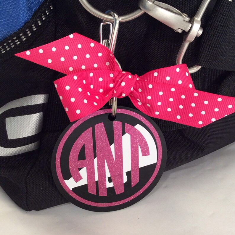 Cheer Monogram Bag Tag on Black Acrylic Personalized Etsy