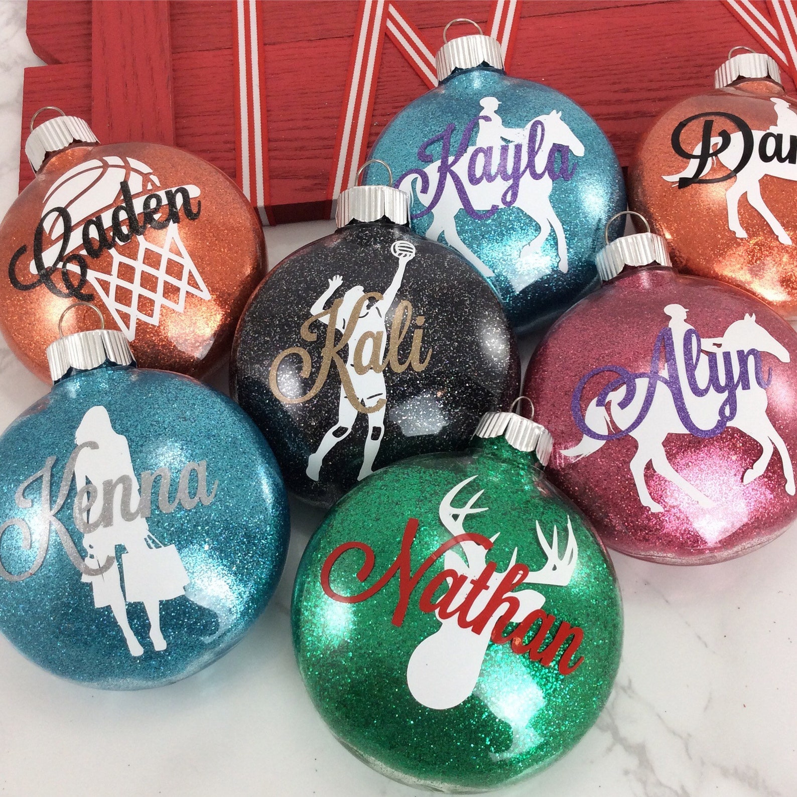 Personalized Glitter Ornaments Etsy