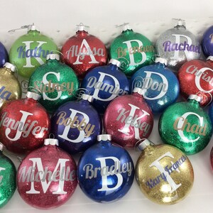 Personalized glitter ornaments