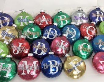 Personalized glitter ornaments