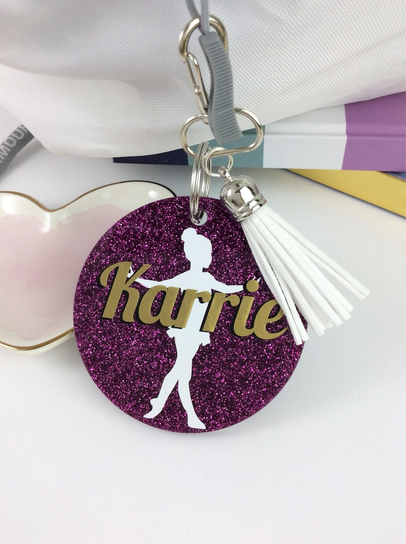 Young dancer glitter bag tag Personalized bag tag dance Etsy