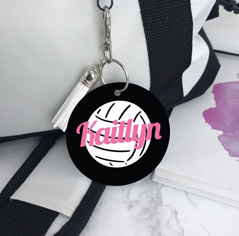 Volleyball Bag Tag Aluminum Decorated Both Sides Volleyball Etsy