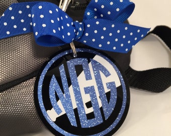 Personalized Cheer Monogram Bag Tag: Black Acrylic, Cheerleading Gift