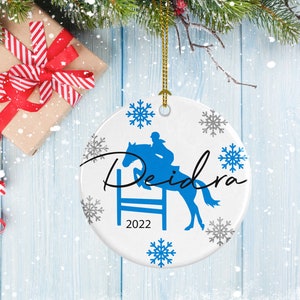 Equestrian Ornament, Porcelain Ornament, Jumping Rails Design, Gifts for Horse Lovers