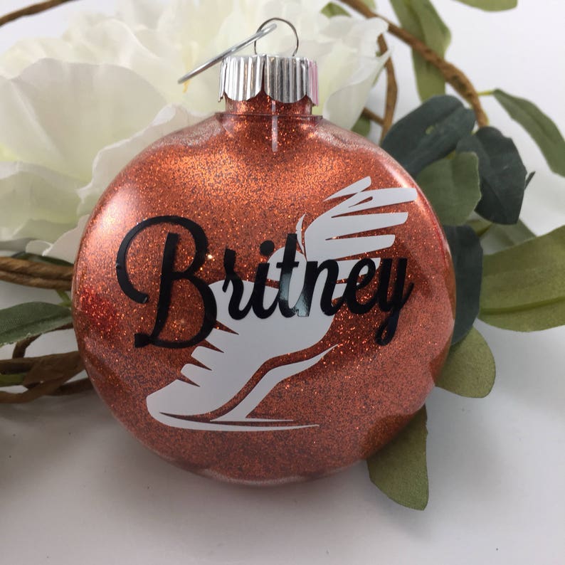Track and Field Shoe Glitter Ornament Personalized Glitter Etsy