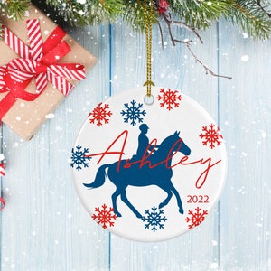 Equestrian Ornament, Porcelain Ornament, Girl on Horse Design, Gifts for Horse Lovers