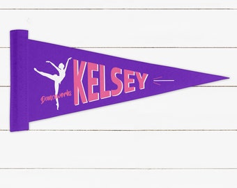 Dance on Toe Felt Pennant, Custom Name Felt Pennant, Ballet Dancerl Original Design by GemLights