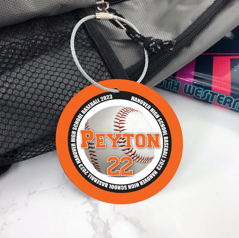Baseball Bag Tag Aluminum Bag Tag Baseball Gifts Ball Etsy