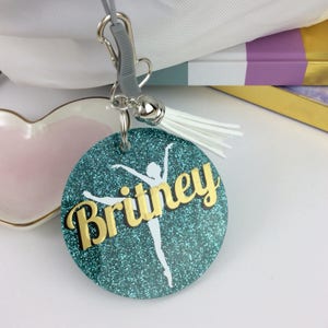 Personalized Glitter Ballet Dancer Bag Tag: Dance Recital Gift