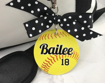 Softball Bag Tag, Two Sided, Aluminum Bag Tag, Softball Gifts, Personalized, Monogrammed