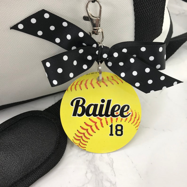 Softball Bag Tag Two Sided Aluminum Bag Tag Softball Gifts Etsy