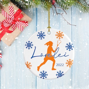 Lacrosse Ornament, Porcelain Ornament, LAX Girl Design, Gifts for LAX Girls
