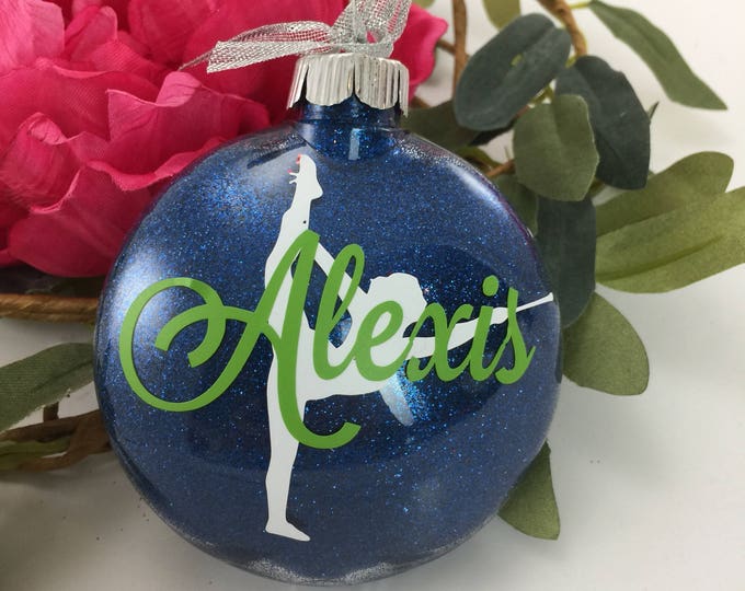 Baton Majorette Twirler Girl Glitter Ornament, Personalized Glitter