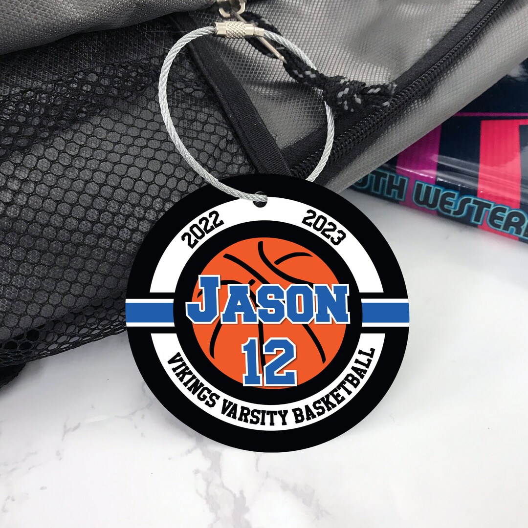 Basketball Bag Tag, Aluminum Bag Tag, Basketball Gifts, Graphic Ball