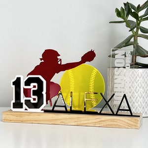 Softball Catcher Grandstand, Personalized Softball Gift, Choose your Pieces and Colors
