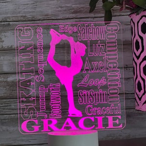 Personalized Figure Skater LED Light: Beilman Accent Lamp, Remote Control